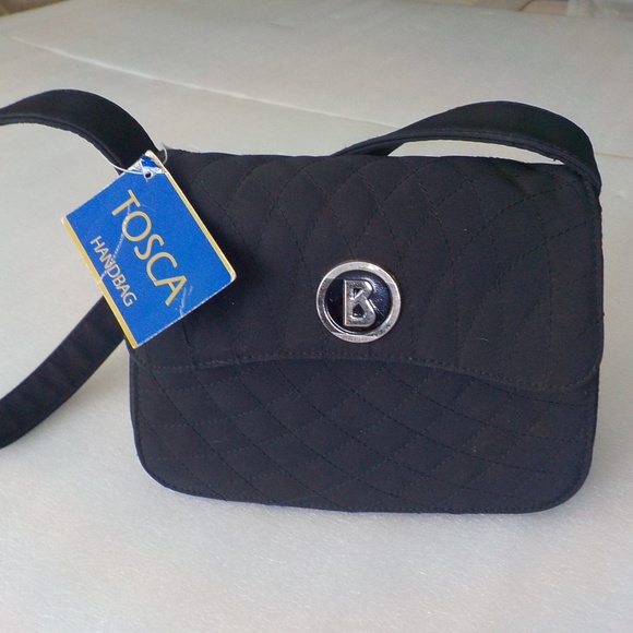 Tosca Handbags - Tosca Black Fabric Shoulder Bag
